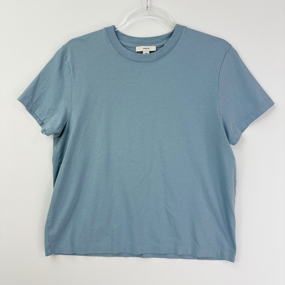 Vince Essential Pima Cotton Crewneck T-Shirt Womens Medium Blue V017384404